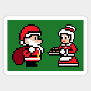 8-bit Christmas Santa and Mrs. Clause Sticker